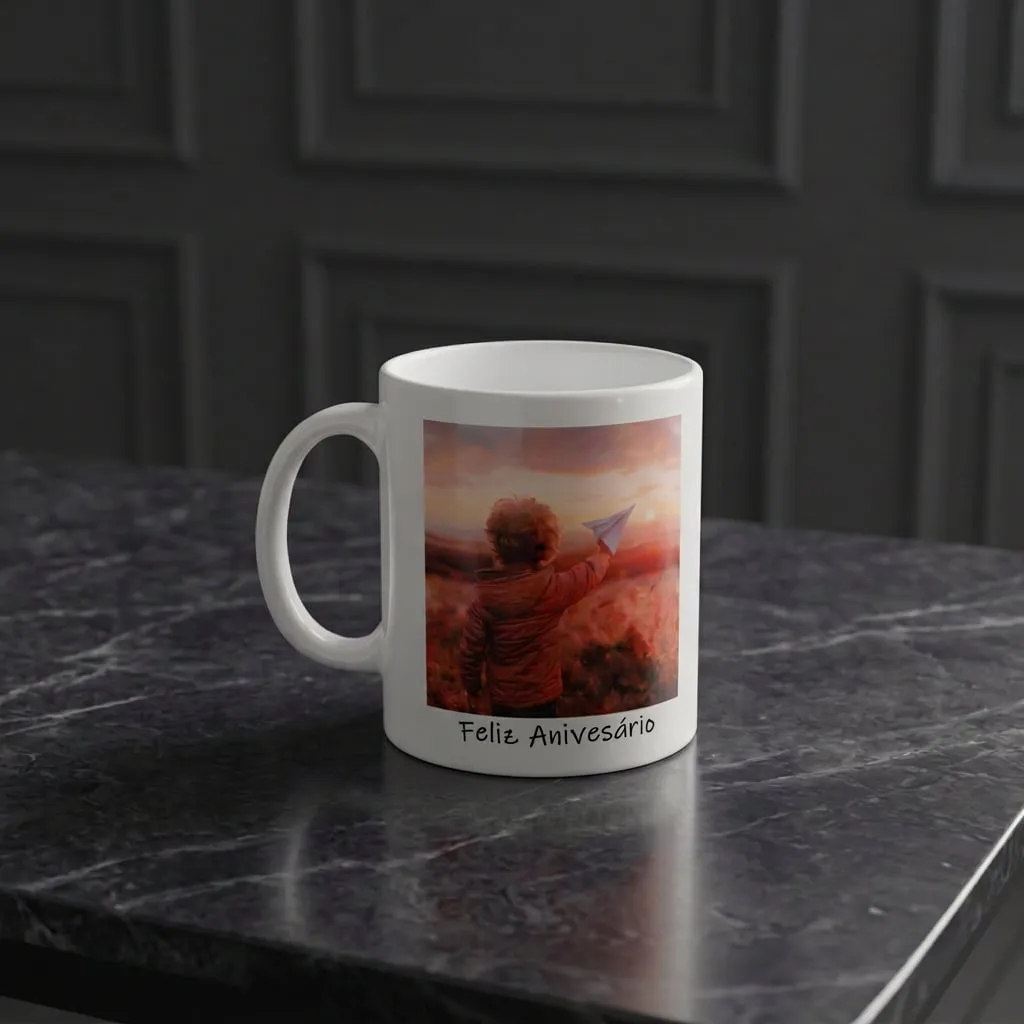 Caneca de porcelana branca